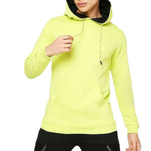 Manga larga de alta calidad fabricante personalizado mezclas de algodón forro polar verde neón sudaderas con capucha de los hombres - Product Image 1