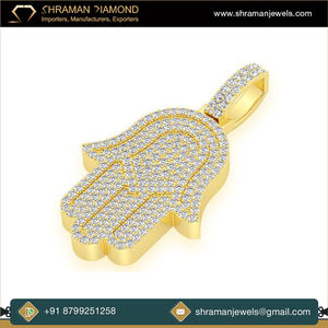 Diseño atractivo Regalo DE BODA Joyería de moda 10 CTS 925 Plata Personalizada Iced Out Hamsa Hand VVS-VS Lab Grown Diamond Pendant - Product Image 5