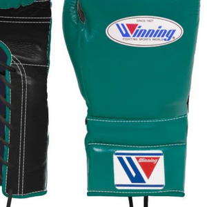 Gants de boxe à lacets gagnants, vert et noir, cuir véritable, gants de boxe professionnels pour l'entraînement et le sparring, faits à la main, 8 oz, 16 oz - Product Image 6