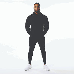 Conjunto de chándal de invierno para hombre con logotipo personalizado, chándal de lana de algodón 100% con capucha, dos piezas lisas para correr a la venta - Product Image 2