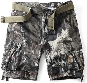 กางเกงขาสั้นคาร์โก้นุ่มลายพรางสำหรับผู้ชายกระเป๋าอเนกประสงค์พิมพ์โลโก้ตามสั่ง - Product Image 1