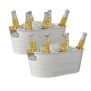 Garden Decor Galvanized Beverage Tub With Rope Handle For Ice <b>Storage</b> Drinking Use Home Bar Garden Decorative Beverage Tub - Product Image 2