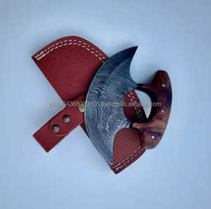 Coupe-pizza traditionnel en acier inoxydable argenté multi-usages écologique couteau utilitaire à hacher la viande en cuir - Product Image 5