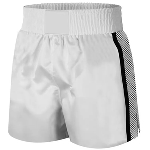 Shorts de boxe blancs pour hommes, respirants, à séchage rapide, légers, en polyester, pour l'entraînement aux arts martiaux, coupe classique, taille adulte pour la boxe - Product Image 3