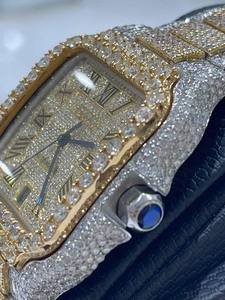 Nueva Llegada VVS Moissanite Diamante Esfera Romana Tono Amarillo Mecánico Automático Iced Out Hip Hop Reloj de Lujo de Moda Personalizada - Product Image 3