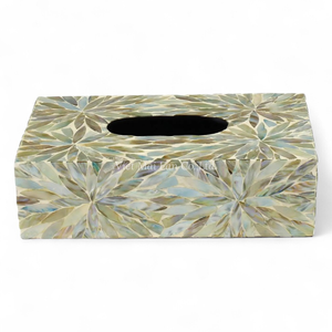Caja de Pañuelos de Nácar al por Mayor, Soporte Decorativo con Incrustaciones de Concha Hecho a Mano - Product Image 2