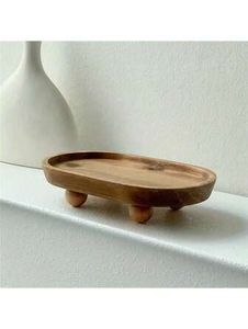 Juego de tres cuencos para servir de madera de mango en forma de pétalo, platos de aperitivos de madera rústica, vajilla decorativa orgánica - Product Image 6