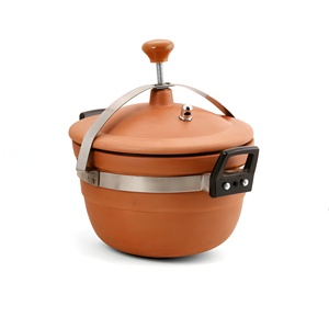 Olla de arcilla a baja presión con tapa de vidrio 3-5 litros Loza de primera calidad Comida saludable de cocción lenta - Product Image 2