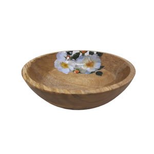 <b>White</b> Coated Inside Wooden Round Shape Food <b>Serving</b> <b>Bowl</b> Natural Finished for Home & Hotels Tabletop Food <b>Serving</b> <b>Bowls</b> - Product Image 4