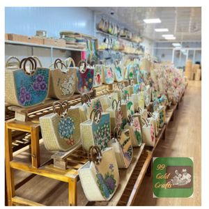 กระเป๋าโท้ทผักตบชวาธรรมชาติทำด้วยมือมีหูจับหนังดีไซน์ผ้าทอเป็นมิตรกับสิ่งแวดล้อมสำหรับผู้หญิงแฟชั่นฤดูร้อนชายหาด - Product Image 5