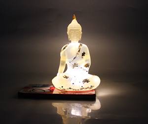 Statue de Bouddha en résine transparente artisanale Nirmala, faite à la main pour la décoration de la maison et du temple, idole de Bouddha Gautam, cadeau - Product Image 1