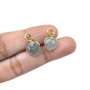 Collier pendentif en forme de cœur en aquamarine, pierre de naissance de mars, plaqué or, cuivre, 10 mm, pierre facettée pour la fabrication de bijoux, tiers - Product Image 2