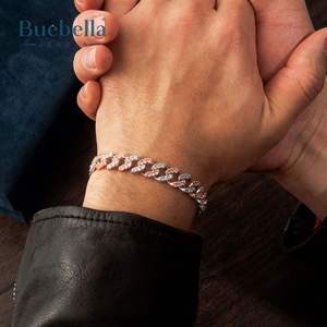 8mm 925 Sterling <b>Silver</b> VVS Moissanite Diamond Iced Out White&Pink Two Tone Cuban Bracelet <b>for</b> <b>Men</b> Fine Hip Hop Jewelry - Product Image 2