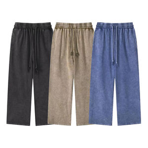 กางเกงวอร์มขากว้างของผู้ชายกางเกงวอร์มขากว้างทำจากผ้าเฟรนช์เทอร์รี่สไตล์วินเทจฟอกสี380gsm ตามสั่ง - Product Image 1
