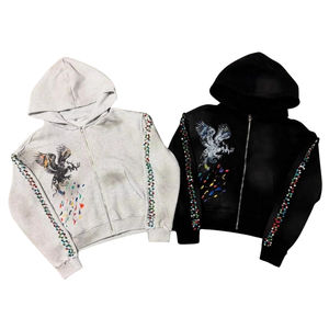 เสื้อมีฮู้ดถักผ้าฝ้าย100% แบบมีซิปรูดสำหรับผู้ชายเสื้อฮู้ดผ้าฝ้ายถักแบบมีซิปรูดดีไซน์สำหรับผู้ชาย1 - Product Image 2