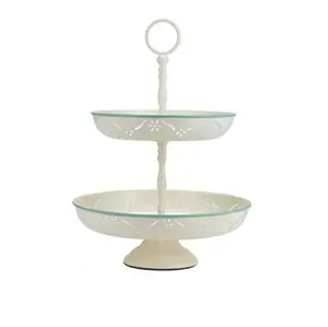 Rounded Shape Metal Cake Stand With White Finishing Cake Stand For Wedding And Birthday Party Decoration Cake Se