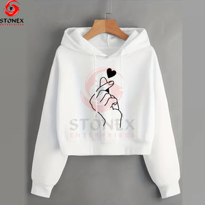 Comfortable Women Winter Hooded Crop <b>Hoodies</b> Wholesale Short Sleeve Length New Arrival Stylish Anti-pilling High Quality - Product Image 1