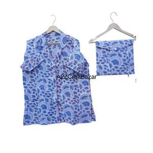 Conjunto de Pijama Corto para Mujer, Diseño Vintage de Lujo con Estampado de Cerezas, 100% Algodón Puro, Cierre con Cordón, Primavera Verano - Product Image 4