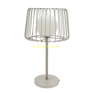 Modern Cage Style Table Lamp With Marble Base And Frosted Glass Globe For Bedroom Or Living Room Handmade Hotels <b>Decor</b> Lamps - Product Image 1