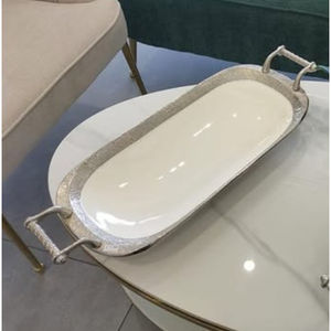 Admirable diseño Mesa Redonda Ware mejor calidad de metal blanco bandeja para servir chocolate con asa dulces postres bandeja para servir - Product Image 1