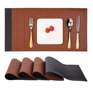 Handmade Customized <b>Leather</b> Dining Plate Mats Round Kitchen <b>Placemats</b> for Dining Table Round Table Pads with Sale - Product Image 2