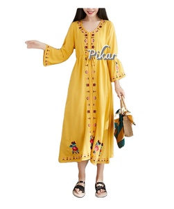 Robes en dentelle à manches longues brodées pour femme, vêtements tendance, été - Product Image 1