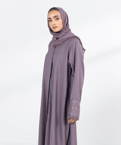 Ropa Islámica de Manga Larga de Color Negro Sólido, Hiyab Musulmán para Mujer, Abaya Musulmana Estampada, Vestido Informal de Manga Larga, Abaya de Talla Grande - Product Image 4