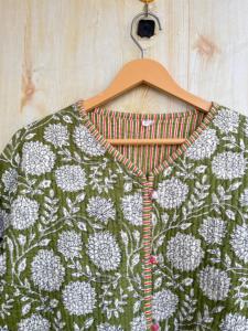 Indien main bloc imprimé écologique respirant réversible matelassé Jersey coton veste femmes toutes saisons motif floral bouton - Product Image 2