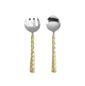 Juego de ensaladas de Metal niquelado plateado con mango de latón para Decoración de mesa, juego de cuchara y tenedor para servir - Product Image 1