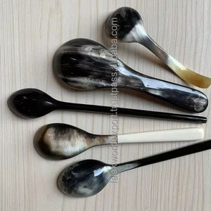 Cuillère à corne de buffle Cocktail Muddler Cuillère à mélanger Cocktail Home Bar Outils Ensemble pour couleur noire naturelle FCrom Falak World Export - Product Image 3