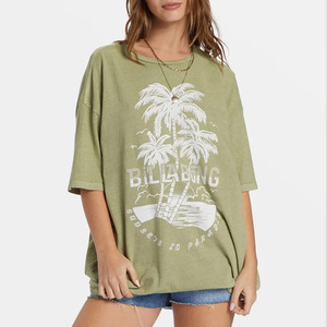 Camiseta personalizada de alta calidad para mujer, camiseta de manga corta con estampado de corona informal de algodón 100%, tela de punto rosa fuerte con impresión Digital - Product Image 1