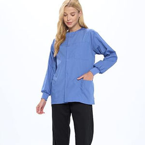 Haute qualité femmes gommages médicaux formation vêtements de travail col rond manches longues bouton plus proche unisexe uniforme d'allaitement gommages - Product Image 5