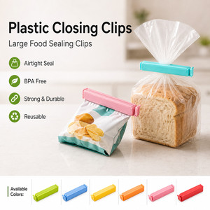 Clips de fermeture en <span class=keywords><strong>plastique</strong></span>, pièces, pour le stockage de grands sacs alimentaires, Clip de scellage, sacs en <span class=keywords><strong>plastique</strong></span>, Clip de fermeture à glissière - Product Image 1