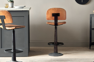 Elegant Narwana Bar <b>Chair</b> in Aged <b>Tan</b> Premium Bar <b>Chairs</b> with Strong Metal Legs Modern Furniture for Home - Product Image 6