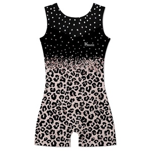 Nouveau justaucorps de gymnastique sans manches pour bébés filles, en maille ornée de strass, tissu respirant extensible en polyester et élasthanne 220 GSM - Product Image 1