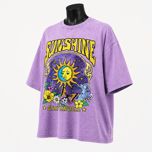 Camiseta Gráfica Oversize Vintage Lavada Personalizada para Mujer, Estilo Urbano, Algodón con Lavado Ácido, Ajuste Holgado, Moda Casual de Verano - Product Image 4