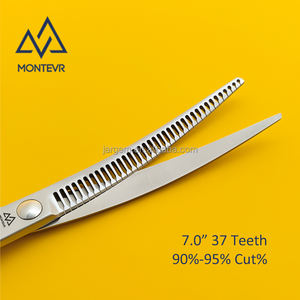 Neues Design Japan VG10 Haustiers chere 7 Zoll 37 Zähne Hunde pflege Schere 3 in <span class=keywords><strong>1</strong></span> gebogene Tier pflege produkte - Product Image 3
