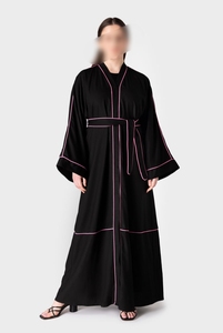 Vente en gros de robes Abaya de luxe personnalisées en soie à manches longues, anti-rides, taille XXL, vêtements islamiques de Dubaï, vêtements musulmans traditionnels - Product Image 4