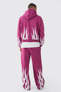 Chándal de Diseño Más Reciente con Estampado Serigrafiado, Lavado Ácido, 100% Algodón, Pantalones y Sudadera Extra Grandes - Product Image 2