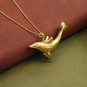 Collier pendentif dauphin doré, bijoux animaux marins, pendentif minimaliste vie marine, cadeau - Product Image 1
