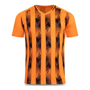 INDEX APPAREL Men's Sublimated Soccer Jersey V-Neck Short Sleeve Purple Black Striped Moisture Wicking <b>Athletic</b> Fit - Product Image 3