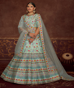Prix de gros sur Designer Georgette Broderie Séquence Travail Lehenga Choli Dupatta Style Indien Vêtement Ethnique ApparelGarment - Product Image 2