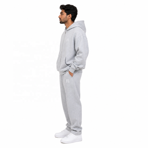 Sweat-shirt à capuche zippé en polaire pour homme avec logo brodé, ensemble décontracté coupe régulière survêtement et jogging, grandes tailles hiver B2B USA - Product Image 2