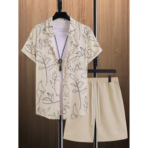 Camiseta con estampado de letras para hombre, conjunto de pantalones de chándal, traje informal de verano con logotipo personalizado, trajes cortos de dos piezas de alta calidad, novedad de 2025 - Product Image 1