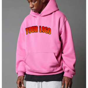 Sudaderas Extra Grandes de Alta Calidad con Forro Polar Grueso, Hombros Caídos, Logotipo Personalizado, 100% Algodón, Unisex, Color Rosa Sólido - Product Image 1