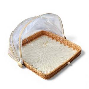 Handmade Square Mother of Pearl Food Cover For Dining <b>Table</b> Food <b>Protection</b> And Home Decoration From Vietnam - Product Image 4