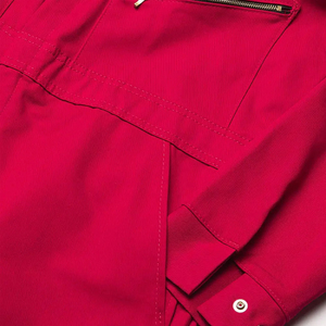 Combinaison de travail pour homme en coton/polyester rouge, uniforme industriel confortable à manches longues, poches zippées, respirante, séchage rapide - Product Image 4