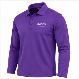 Camisa Polo de Manga Larga para Hombre, Marca Index Apparel, Color Morado, Cuello con Botones, Estilo Casual - Product Image 3
