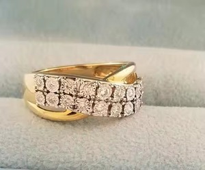 14k Yellow Gold Twisted Diamond <b>Ring</b> Lab Grown round Cut diamond <b>Statement</b> Engagement or Wedding <b>Ring</b> <b>for</b> <b>Women</b> Gift - Product Image 2