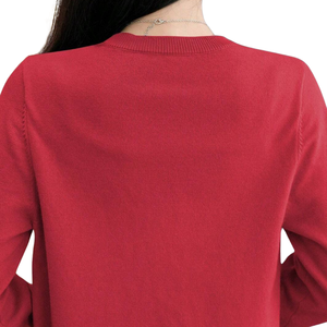 Womens Red Knit <b>Cardigan</b> <b>Sweater</b> Long Sleeve Button Front Neck Casual Simple Winter Smart Top Office Daily Wear Style Fits - Product Image 4
